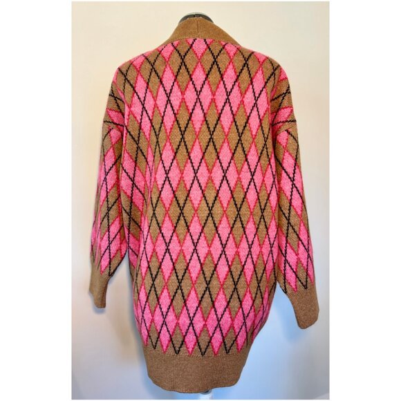 Mango Argyle Oversized Cardigan - M - NWT - Picture 4 of 5